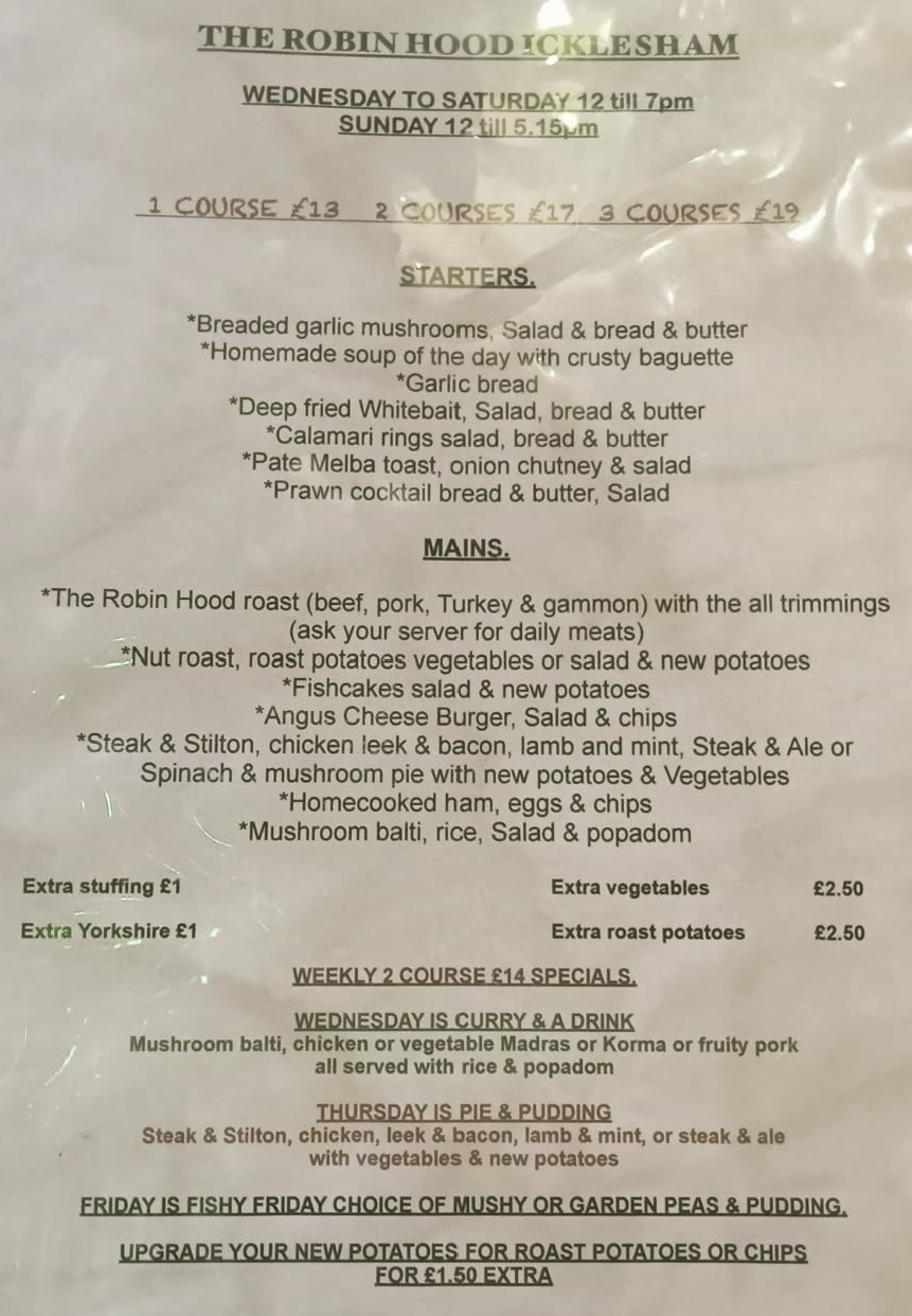 Menu robin hood
